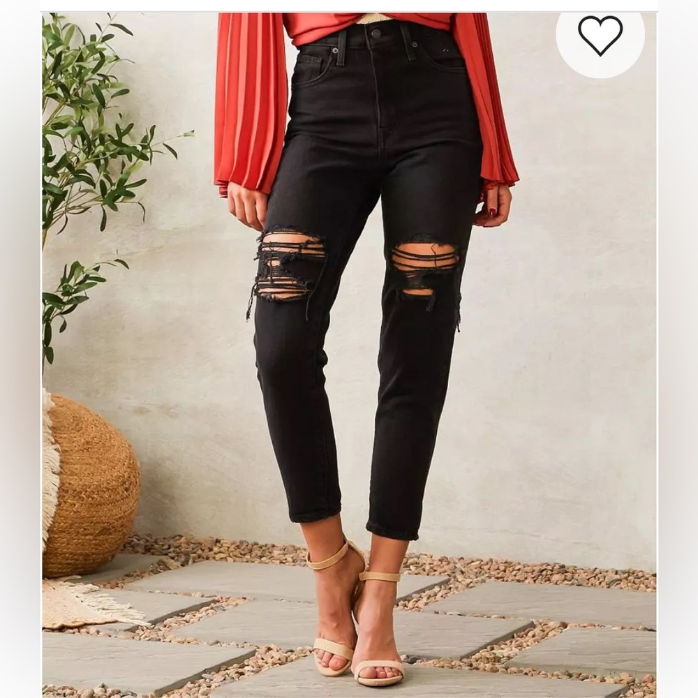 Levi's Black Distressed Skinny Jeans for Women